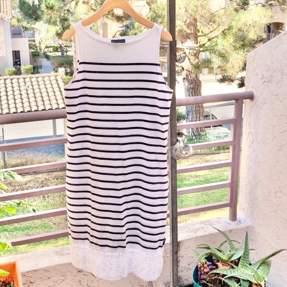 Ralph Lauren White Navy Striped Sleeveless Dress